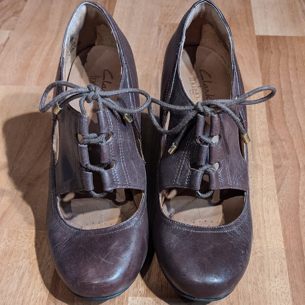 Clarks Brown Heeled Shoes